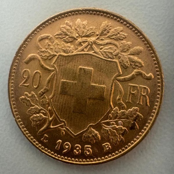 Pièce d'or de 20 francs suisses de 1935