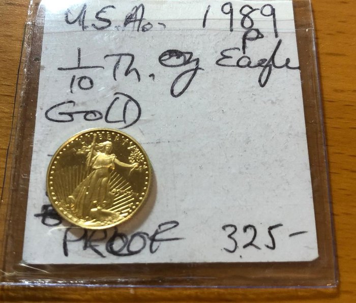 Pièce d'or American Eagle 1/10 once de 1989 en qualité proof